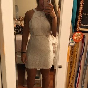 WHITE LACE HALTER TOP DRESS